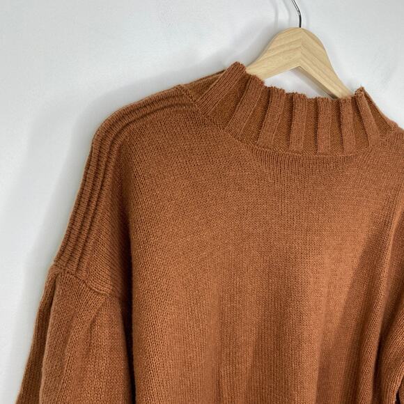 New In Rust Red Orange Mock Neck Knit Pullover Sweater Women's Size Medium M - Picture 4 of 7